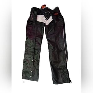 Black Leather Motorcycle Chaps
